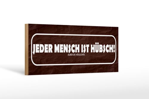 Holzschild Spruch 27x10cm jeder Mensch ist hübsch außer