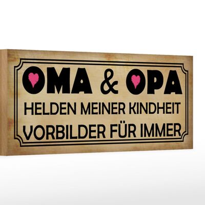 Holzschild Spruch 27x10cm Oma Opa Helden meiner Kindheit