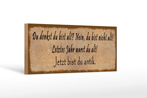 Holzschild Spruch 27x10cm du denkst du bist alt nein bist