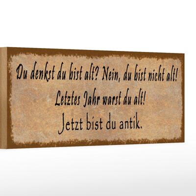 Holzschild Spruch 27x10cm du denkst du bist alt nein bist