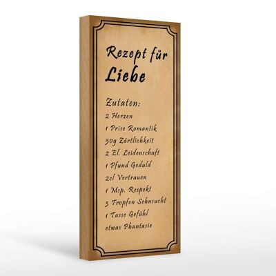 Holzschild Spruch 10x27cm Rezept für Liebe Tüte 2 Herzen