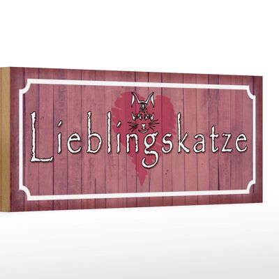 Holzschild Spruch 27x10cm Lieblingskatze Herz Katze