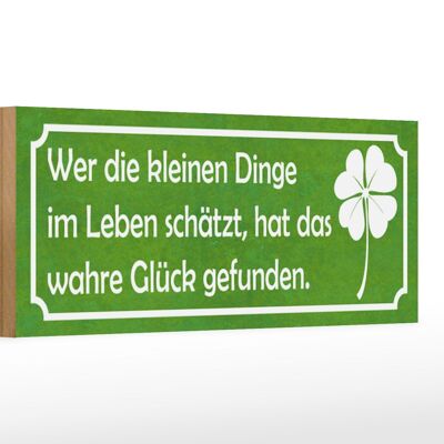 Holzschild Spruch 27x10cm wer kleine Dinge schätzt Glück