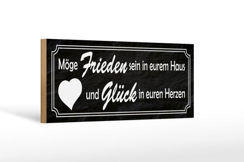 Holzschild Spruch 27x10cm Frieden im Haus Glück in Herzen