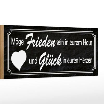 Holzschild Spruch 27x10cm Frieden im Haus Glück in Herzen