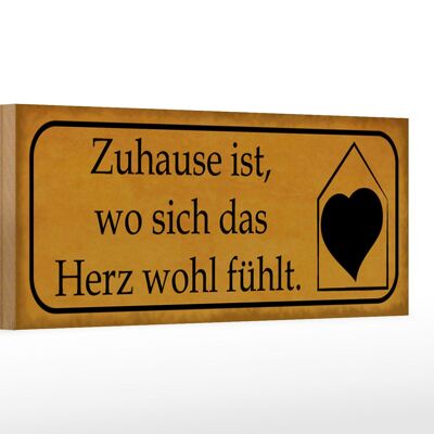 Cartel de madera que dice 27x10cm Hogar donde el corazón se siente bien