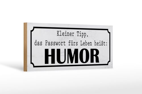 Holzschild Spruch 27x10cm Passwort fürs Leben heißt HUMOR