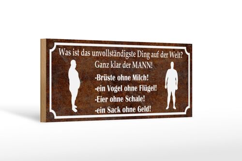 Holzschild Spruch 27x10cm MANN Brüste ohne Milch Eier ohne