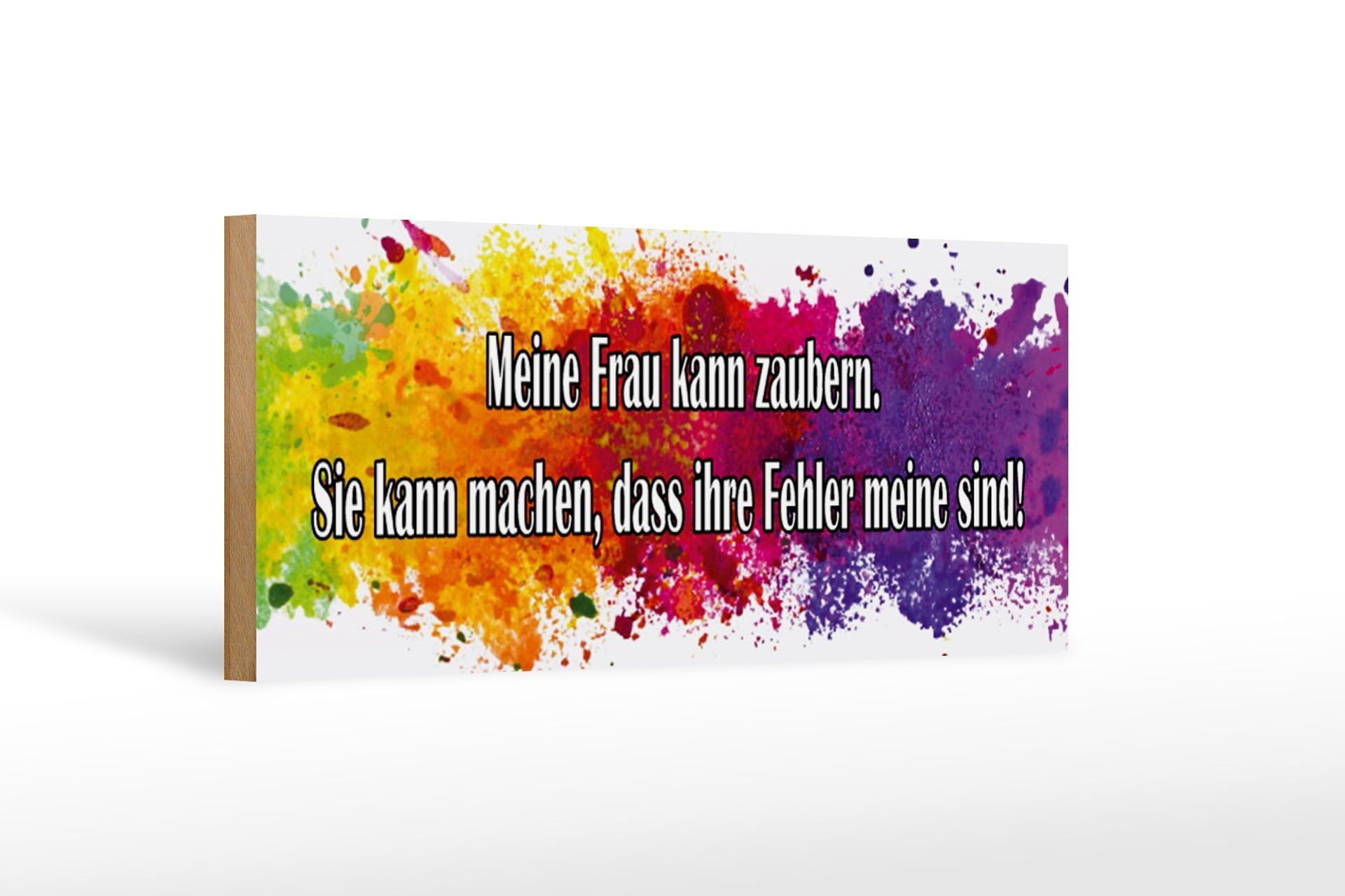 Wooden sign saying 27x10cm my wife can do magic