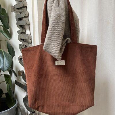 Bolso tote de pana - color COGNAC