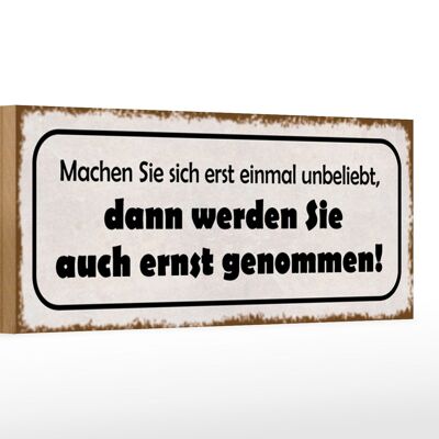 Cartello in legno con scritta "Renditi impopolare" 27x10 cm