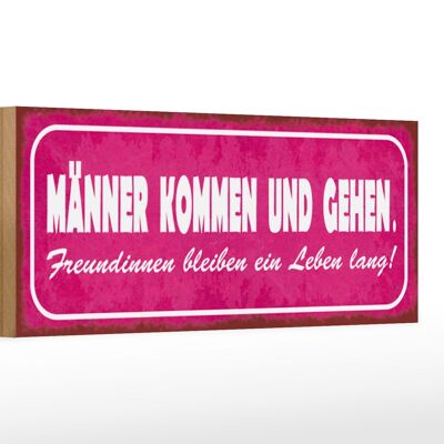 Holzschild Spruch 27x10cm Männer kommen gehen Freundinnen