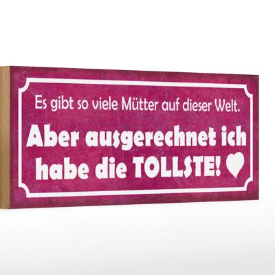 Holzschild Spruch 27x10cm ich habe die tollste Mutter Herz