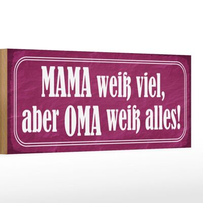 Holzschild Spruch 27x10cm Mama weiß viel Oma weiß alles