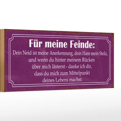 Holzschild Spruch 27x10cm für meine Feinde dein Neid ist