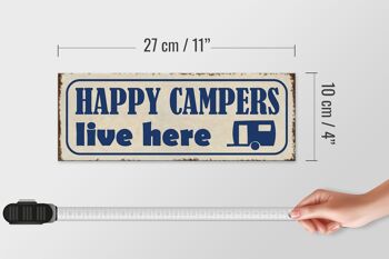 Panneau en bois indiquant 27x10cm des campeurs heureux vivent ici Camping 4