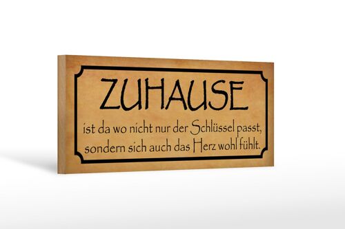 Holzschild Spruch 27x10cm Zuhause wo das Herz wohl fühlt