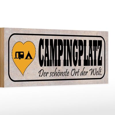 Cartel de madera que dice Campinglatz 27x10 cm, el lugar más bonito del mundo