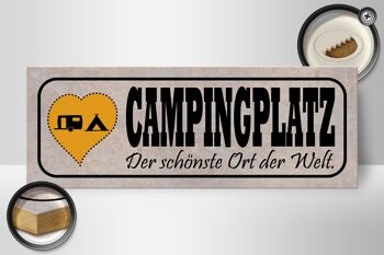 Panneau en bois indiquant 27x10cm "emplacement de camping le plus bel endroit du monde" 2