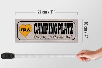 Panneau en bois indiquant 27x10cm "emplacement de camping le plus bel endroit du monde" 4