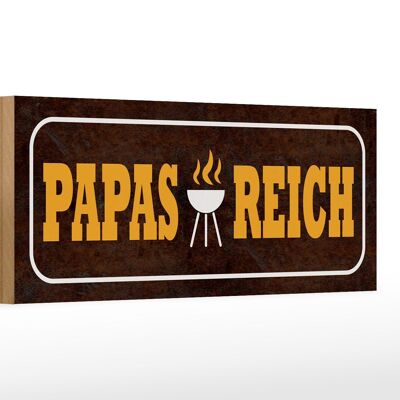 Cartello in legno con scritta Papas Reich Grill 27x10 cm