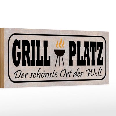 Holzschild Spruch 27x10cm Grill Platz schönster Ort Welt