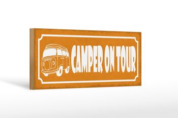 Panneau en bois indiquant 27x10cm Campeur en tournée Camping 1