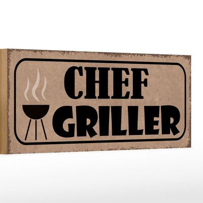 Cartello in legno con scritta Grill Chef Griller 27x10 cm