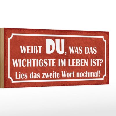 Holzschild Spruch 27x10cm weißt du was wichtigste im Leben