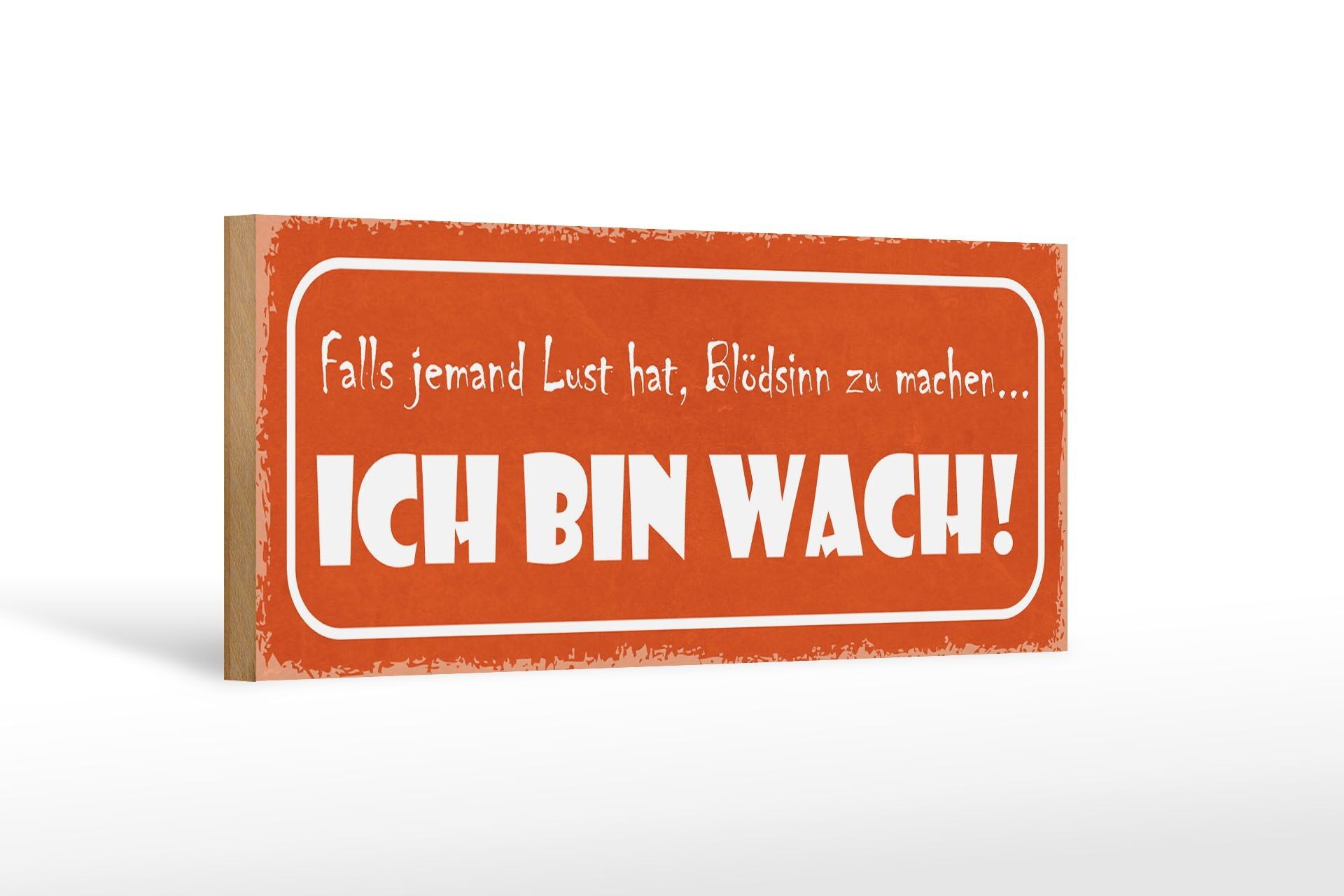 Holzschild Spruch 27x10cm Blödsinn machen ich bin wach