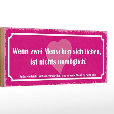Cartello in legno 27x10 cm con scritta "Quando due persone si amano".