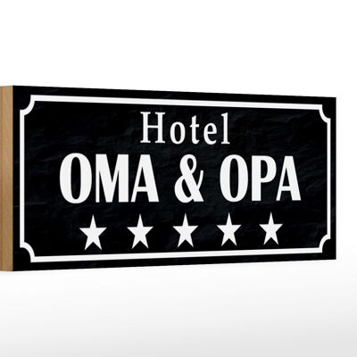 Holzschild Spruch 27x10cm Hotel Oma Opa 5 Sterne