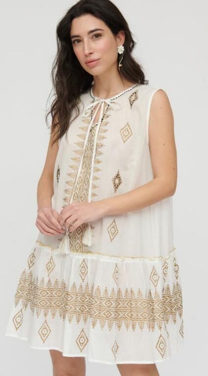 Abito lungo in cotone stampato da donna. Saldi estivi