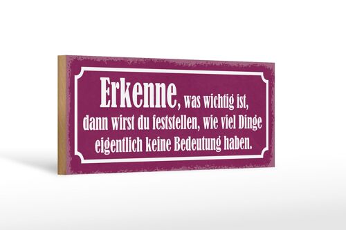 Holzschild Spruch 27x10cm erkenne was wichtig ist dann