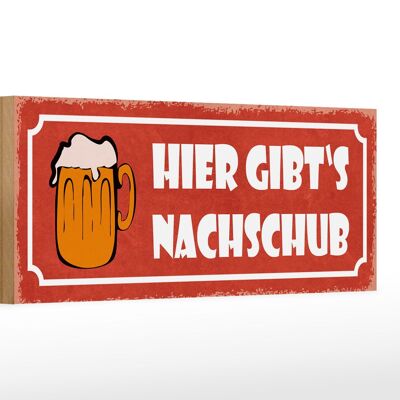 Cartello in legno con scritta 27x10 cm Birra ecco un rifornimento di boccale di birra