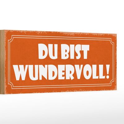 Holzschild Spruch 27x10cm Du bist wundervoll