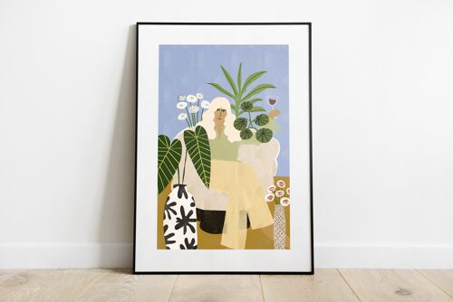 Wine and Plants -  Art Print (size a4)