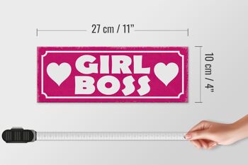 Panneau avis en bois 27x10cm Girl Boss coeur rose 4