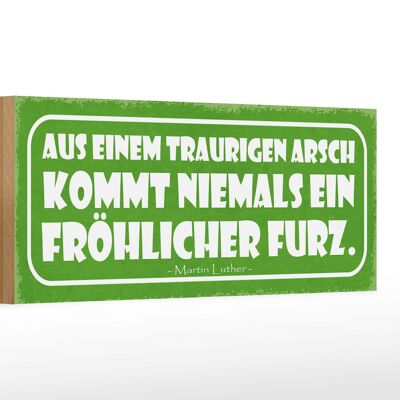 Holzschild Spruch 27x10cm aus traurigem Arsch kommt nie