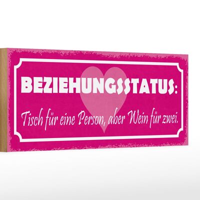 Holzschild Spruch 27x10cm Beziehungsstatus Tisch 1 Person