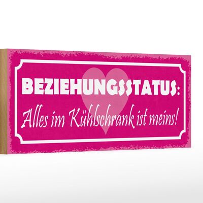 Holzschild Spruch 27x10cm Beziehungsstatus Kühlschrank