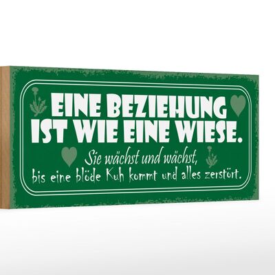 Holzschild Spruch 27x10cm Beziehung wie Wiese wächst bis