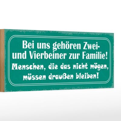 Panneau en bois disant 27x10cm Amis à deux et quatre pattes à la famille