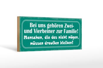 Panneau en bois disant 27x10cm Amis à deux et quatre pattes à la famille 1