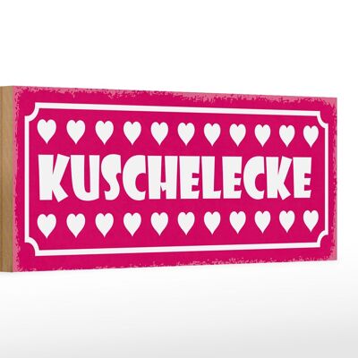 Holzschild Hinweis 27x10cm Kuschelecke Herzen