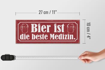 Panneau en bois disant 27x10cm La bière est le meilleur signe rose de médecine 4