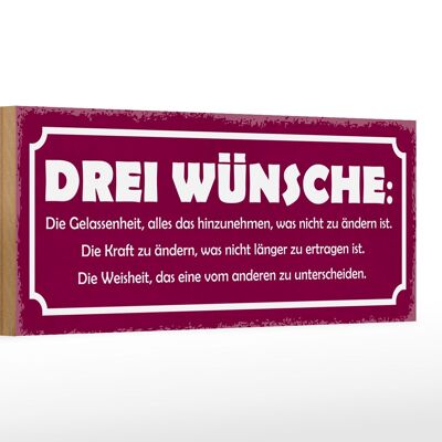 Holzschild Spruch 27x10cm Drei Wünsche Gelassenheit Kraft