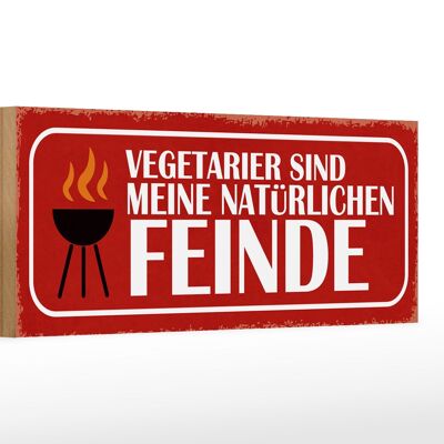 Holzschild Spruch 27x10cm Vegetarier sind meine Feinde