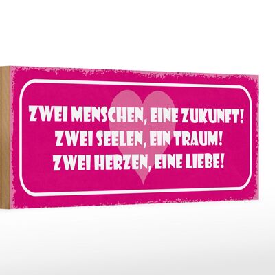 Holzschild Spruch 27x10cm zwei Menschen eine Zukunft Herz