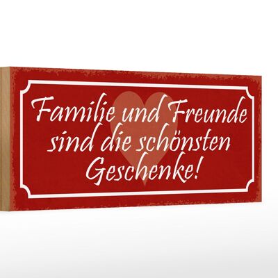 Cartello in legno con scritta 27x10 cm La famiglia e gli amici sono regali